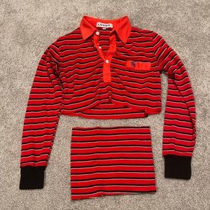 Polo crop top with matching bandeau
